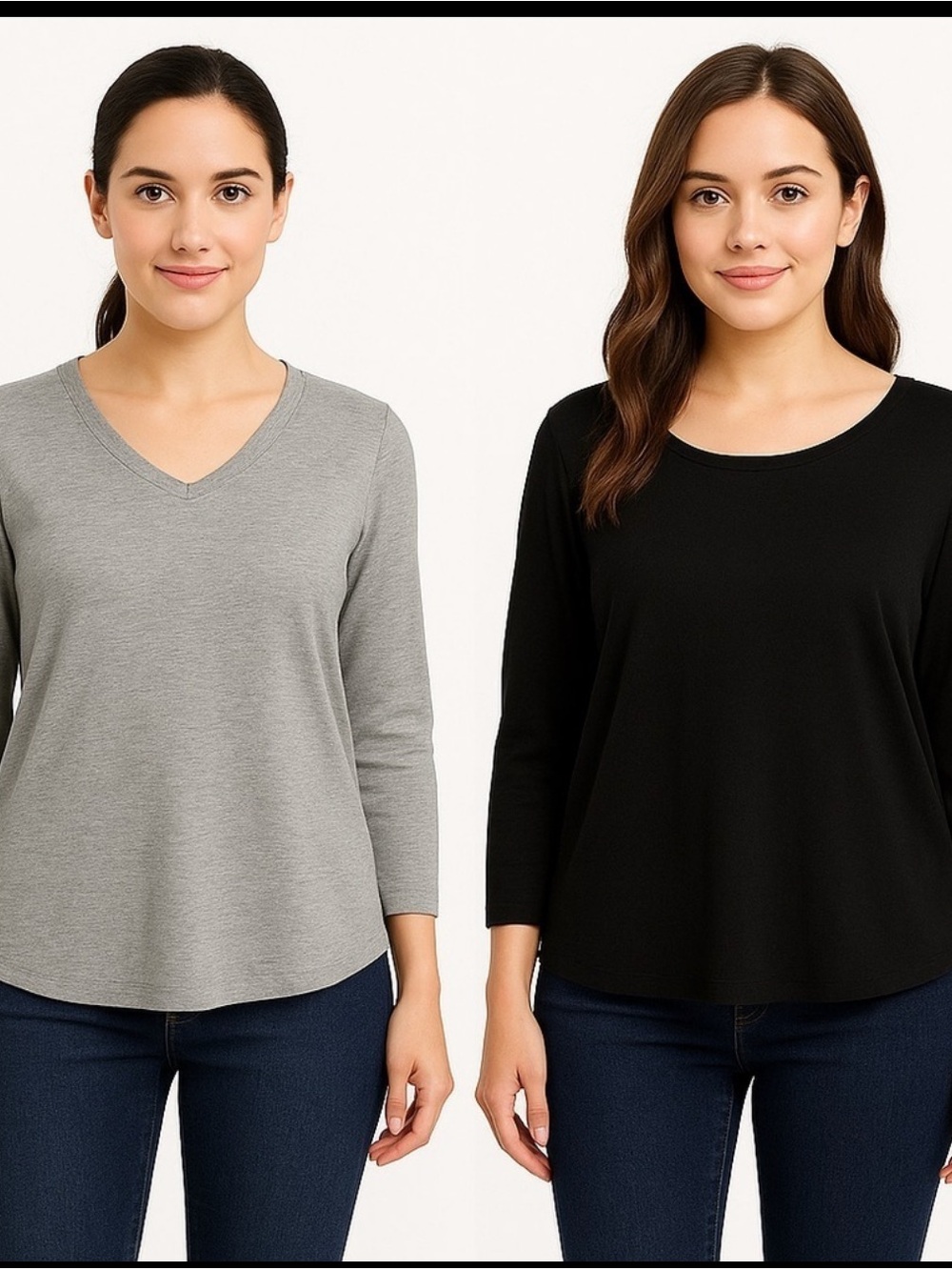 Terra & Sky Long Sleeve Tee Set — Black & Gray
